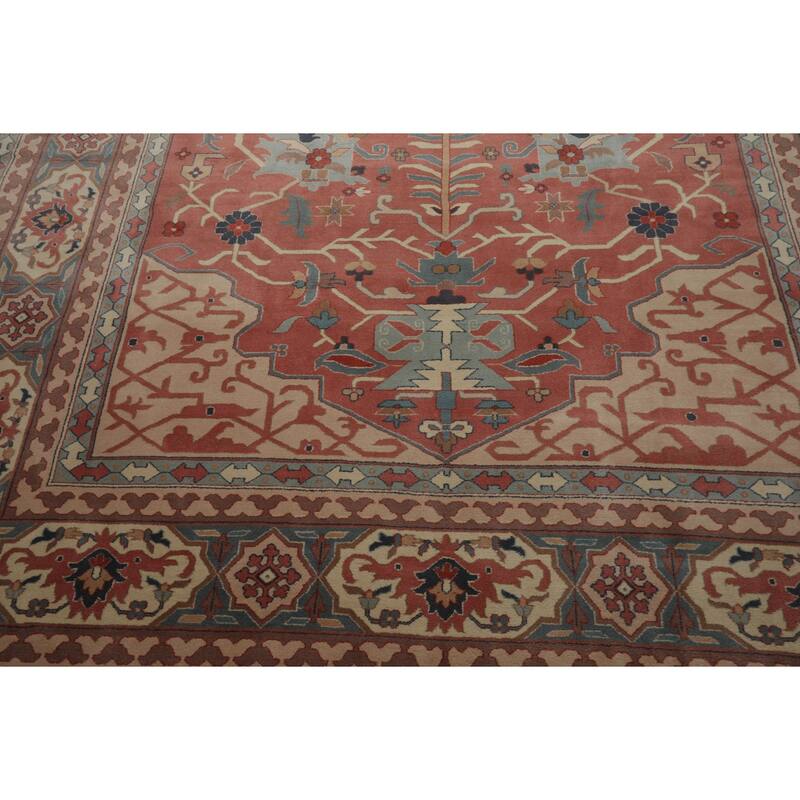 9x12 Hand Knotted Wool Rose Heriz Plush Pile Pande Cameron Pile Rug - 9' x 12'