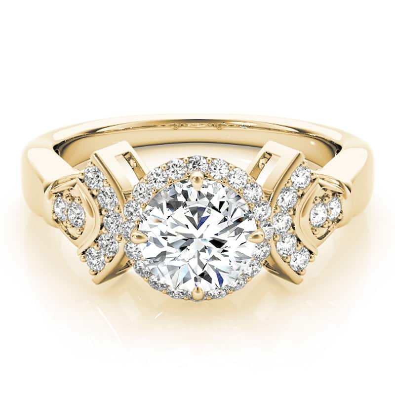 Auriya 14k Yellow Gold Lab Grown Round Diamond Halo Engagement Ring 0.50 to 5.00 ct. tw. (F-G VS)