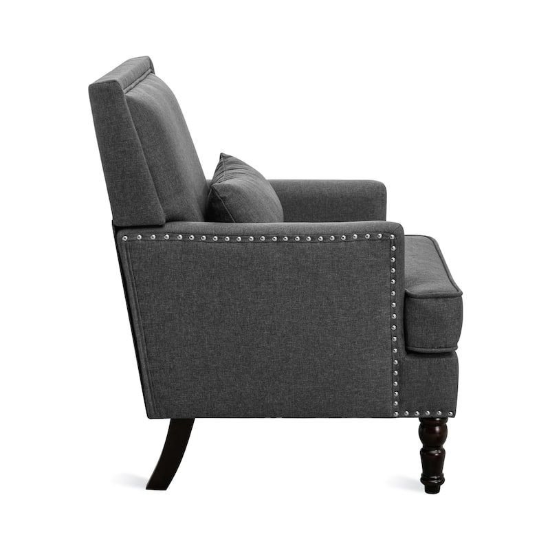 LUE BONA Linen Upholstered Modern Accent Chair Armchair with Pillow for Living Room - 25.6 in.W x 30.7 in.D x 35 in.H