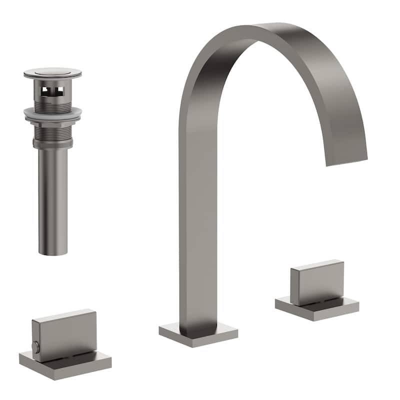 Widespread Bathroom Faucet 3 Hole, 2-handle Bathroom Sink Faucet with Drain Assembly - Brushed Nickel
