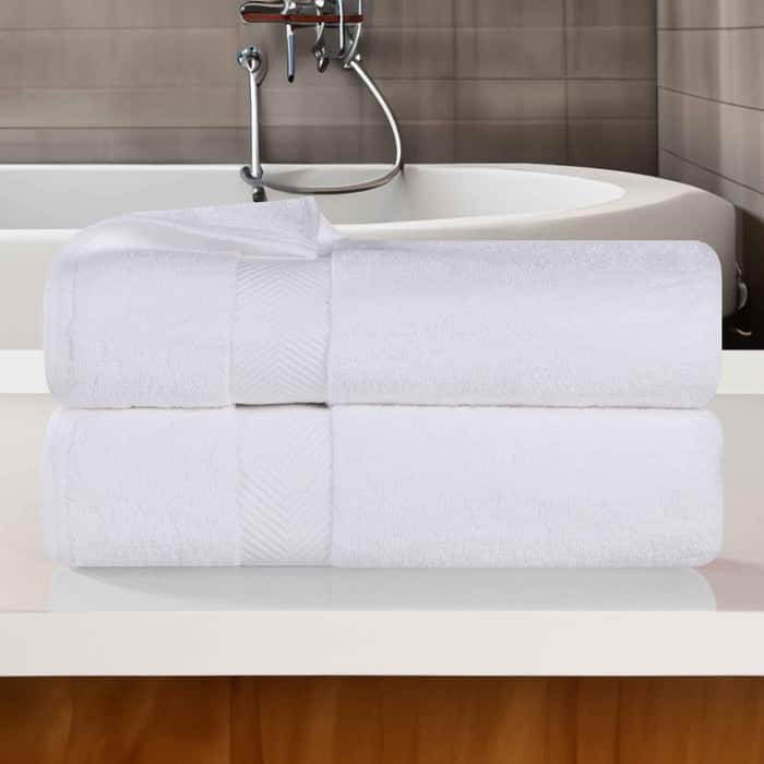 Superior Absorbent Zero Twist Cotton Bath Towel (Set of 2) - White