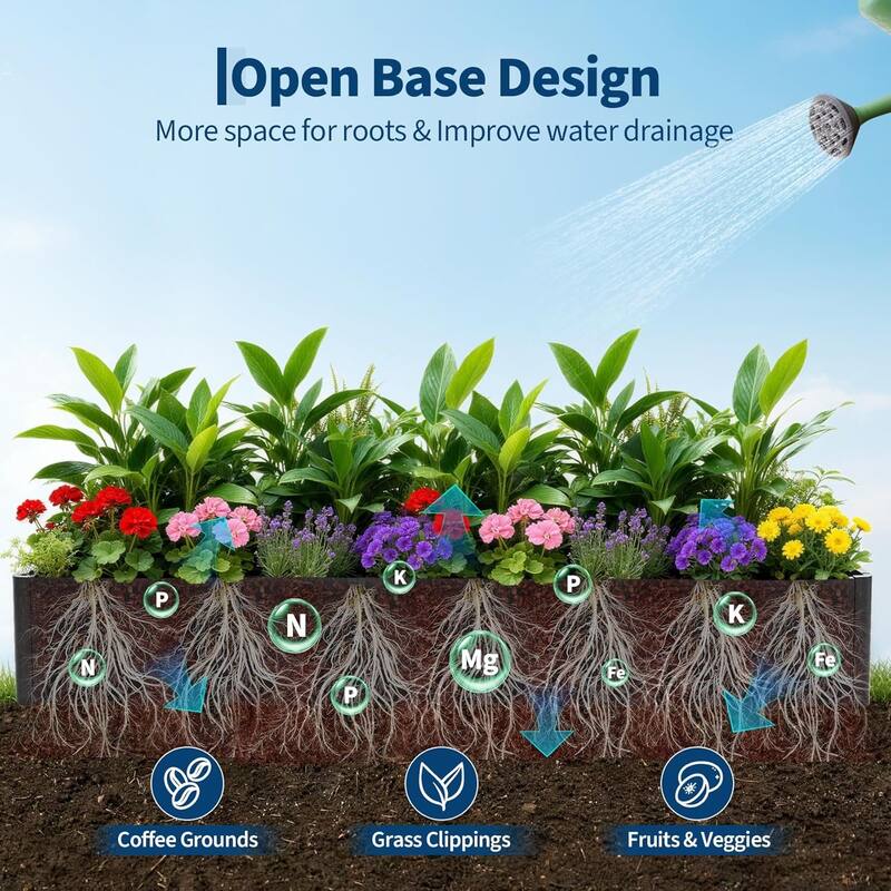 Square Metal Planter Box, Open Base Design