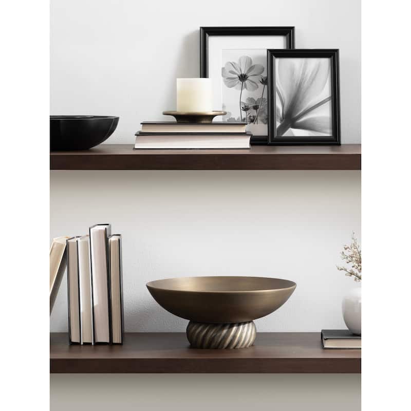 Kate and Laurel Trenza Round Footed Metal Bowl - 12" Diameter