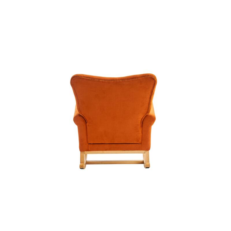 Velvet Nursery Rocking Chair with High Back
