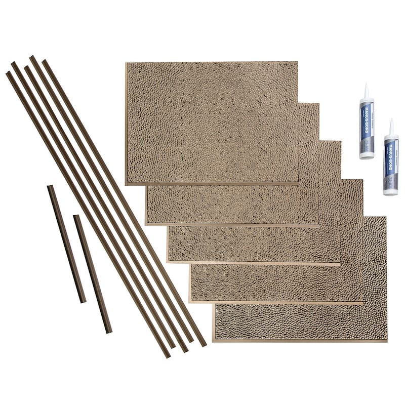FASÄDE Hammered Decorative Vinyl Backsplash Panel - 15 Sq Ft Kit - Argent Bronze