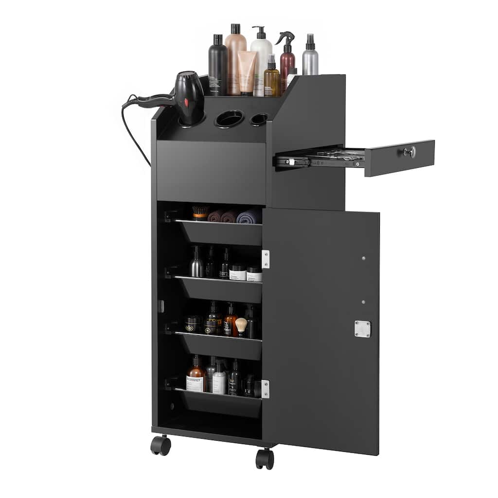 Hair Salon Storage Cart Hairdressing Tools Station Mobile Makeup Case - N/A