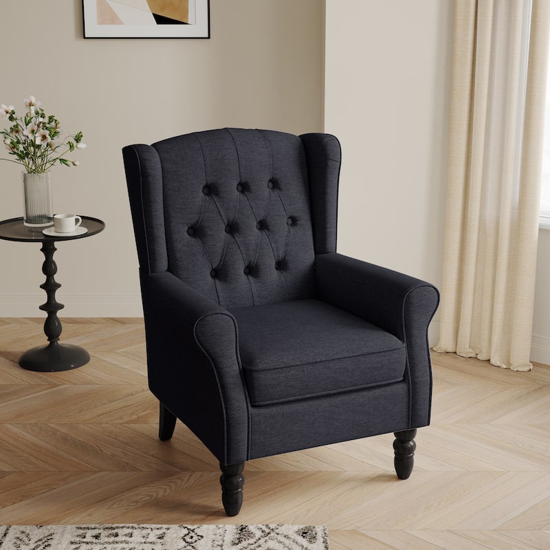 Button-Tufted Accent Club Chair Wingback Armchair Set of 2