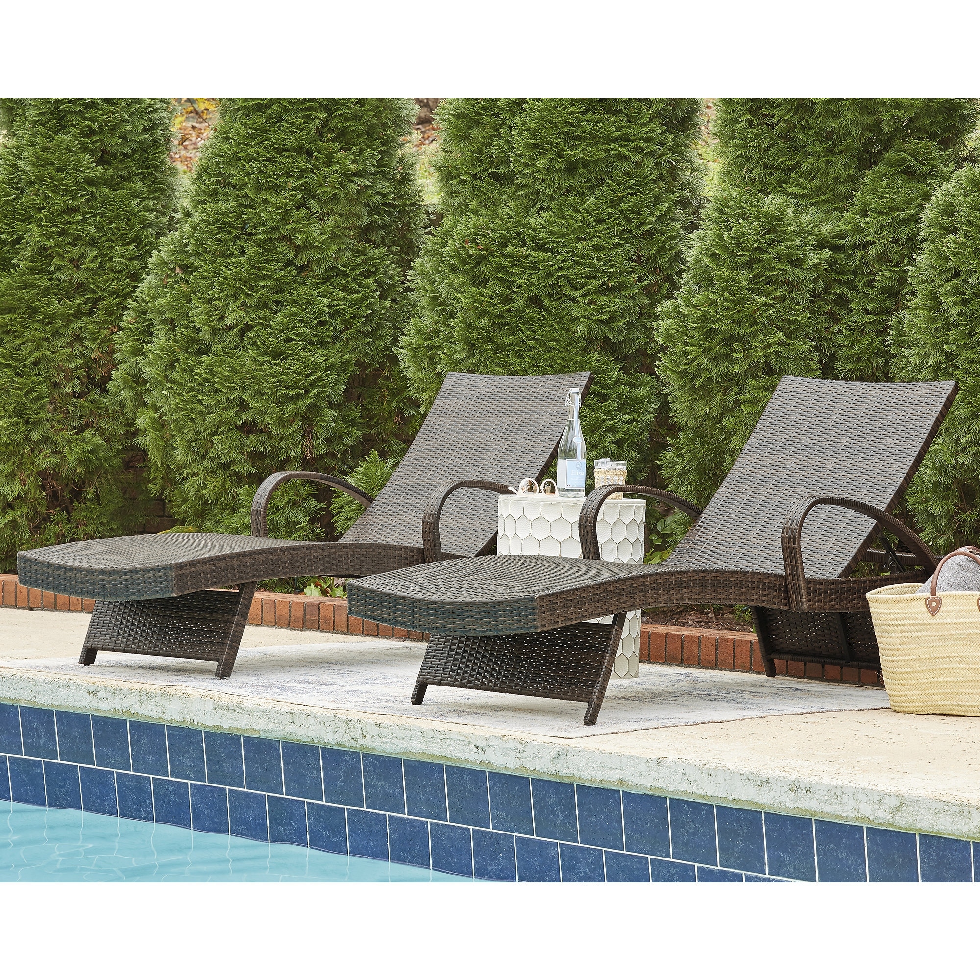 Kantana Brown Outdoor Chaise Lounge, Set Of 2 24"w X 80"d X 16"h