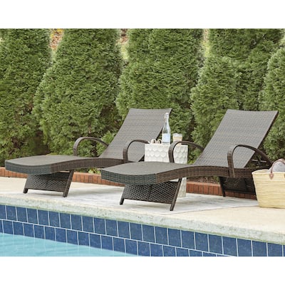 Kantana Brown Outdoor Chaise Lounge, Set of 2 - 24"W x 80"D x 16"H