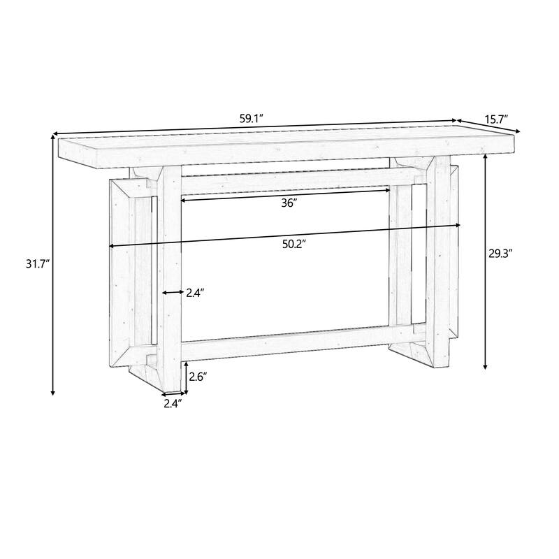 59.1" Extra Long Entryway Console Table with Solid Pine Wood Frame