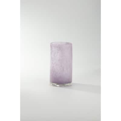9" Purple Cylinder Hand Blown Glass Vase