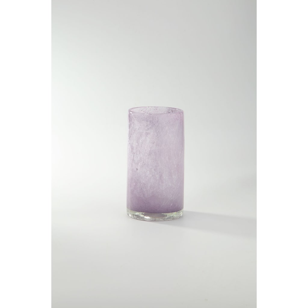 9" Purple Cylinder Hand Blown Glass Vase