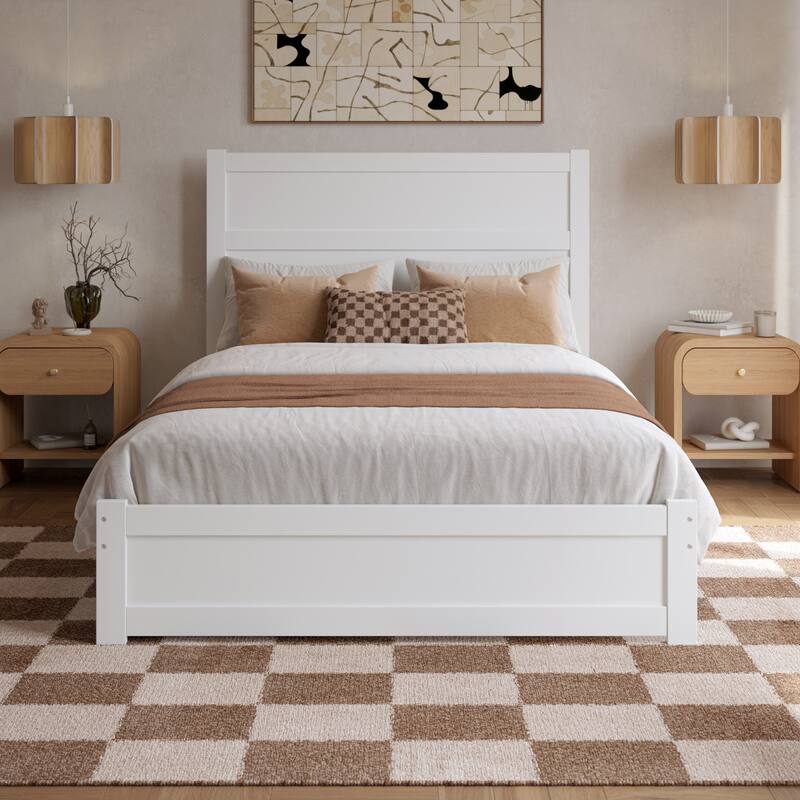 Aveline Wood Platform Bed with Matching Footboard & Storage Drawers