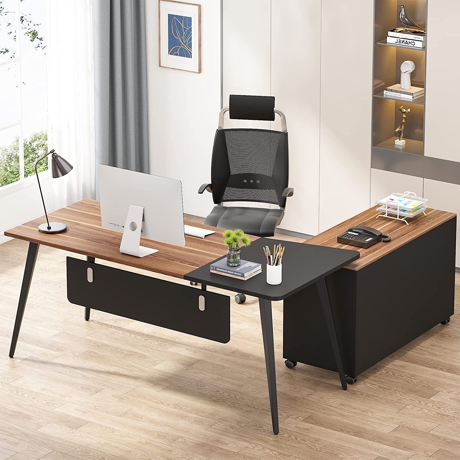 70 inch computer top desk with drawers