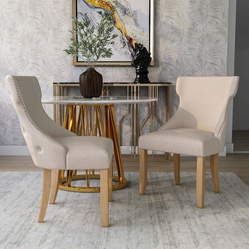 Gaji Contemporary Wood Tufted Wingback 2-Piece Side Chairs by Furniture of America - Ivory
