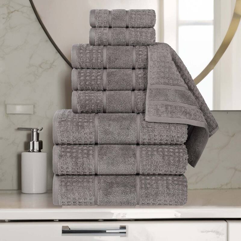 Superior Napa Zero Twist Cotton Waffle 9 Piece Bathroom Towel Set