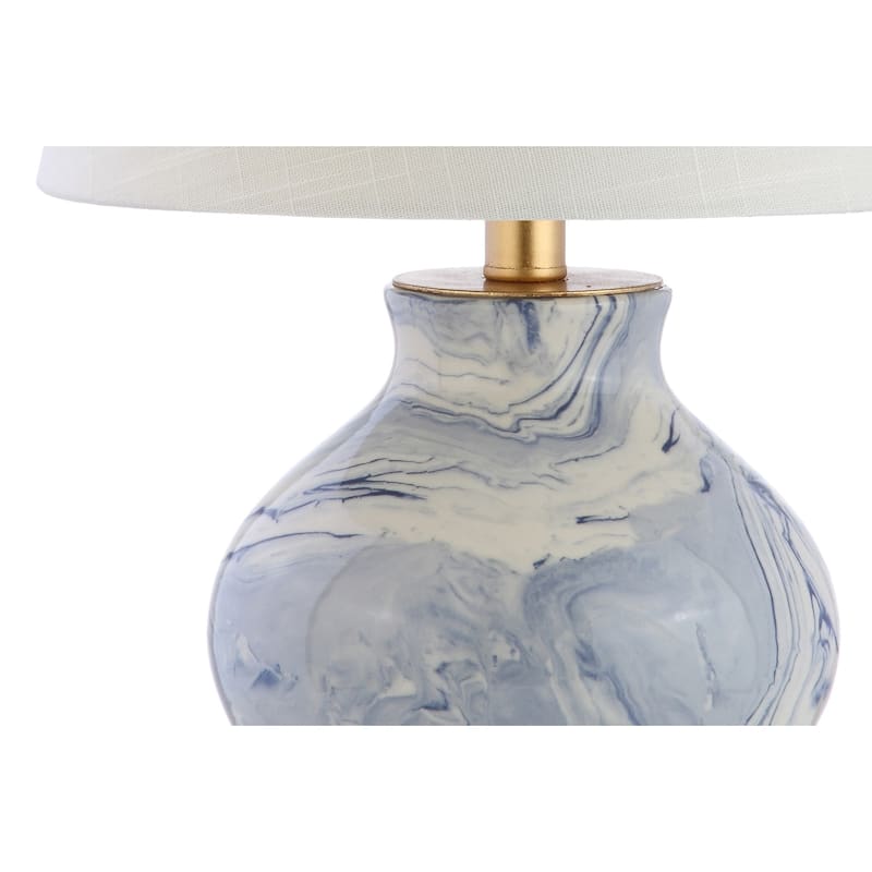 Holly 20.5" Marbleized Ceramic LED Table Lamp, Blue/White by JONATHAN Y