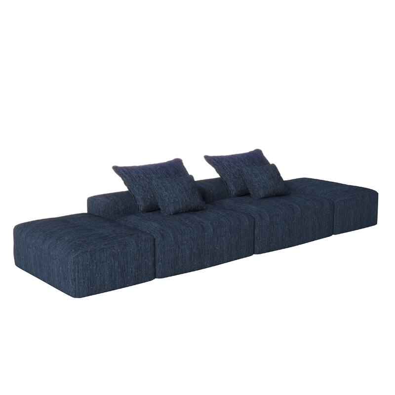 GDFStudio - Sparkling Chenille Oversized 2-Seater 142" Modular Sectional Sofa with 2 Ottomans