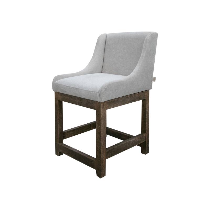 Lamy Counter Height Chair, Curved Arms, Compact, Rich Beige Polyester