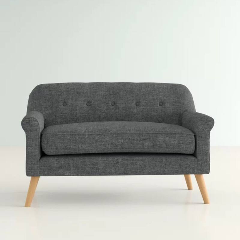 Modern Loveseat Sofa with Button Backrest Corner Sofa, Upholstered Tufted Couch Rolled 2-seat Armchair for Apartment
