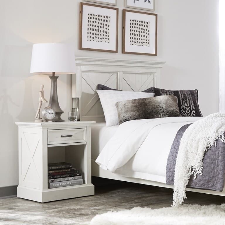 Homestyles Seaside Lodge Off-White Nightstand with Drawer, 22"W
