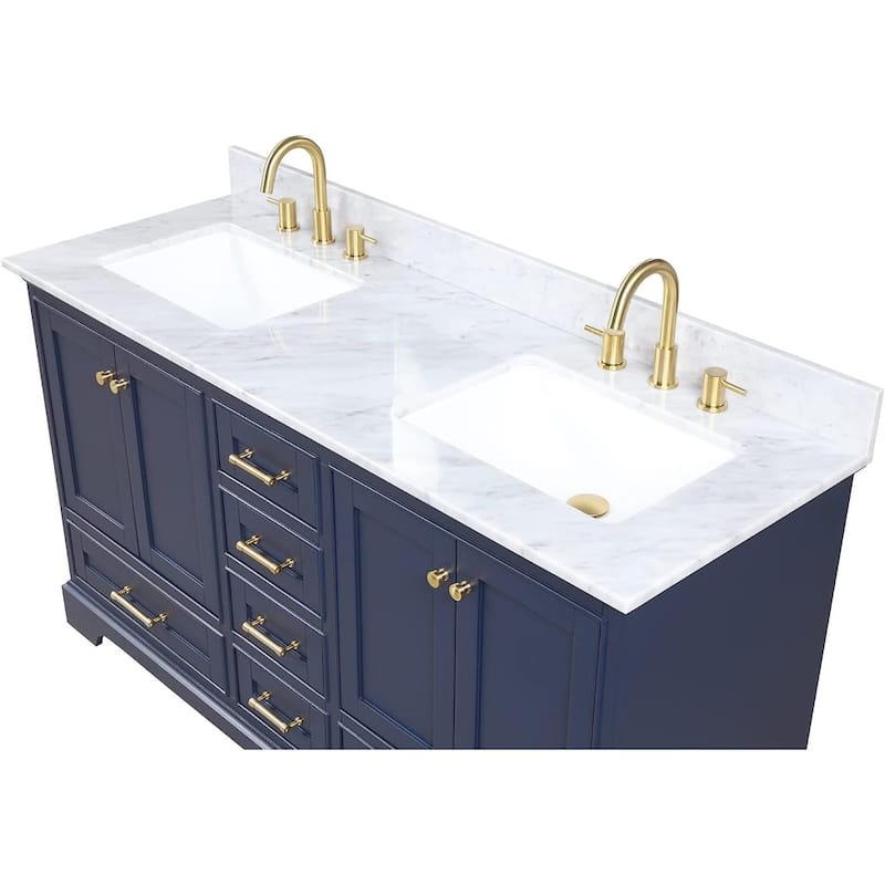 Blossom Copenhagen 60" Double Sink Solid Wood Vanity with Marble Top