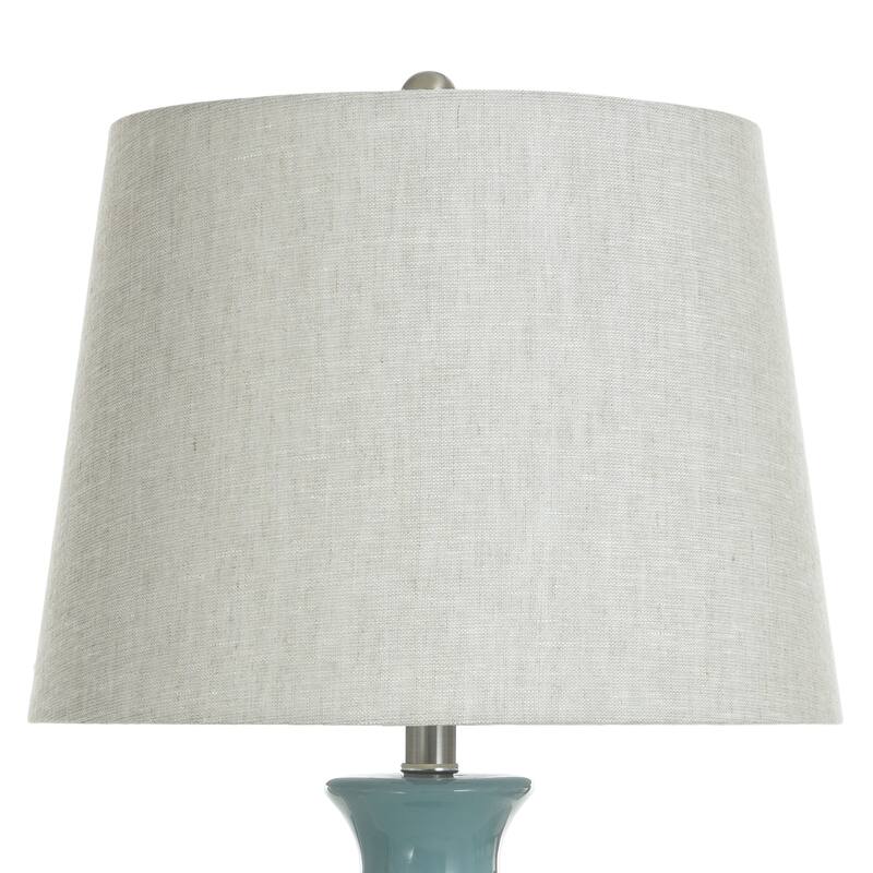 Ceramic Table Lamp - Glazed Finish - Light Grey Shade
