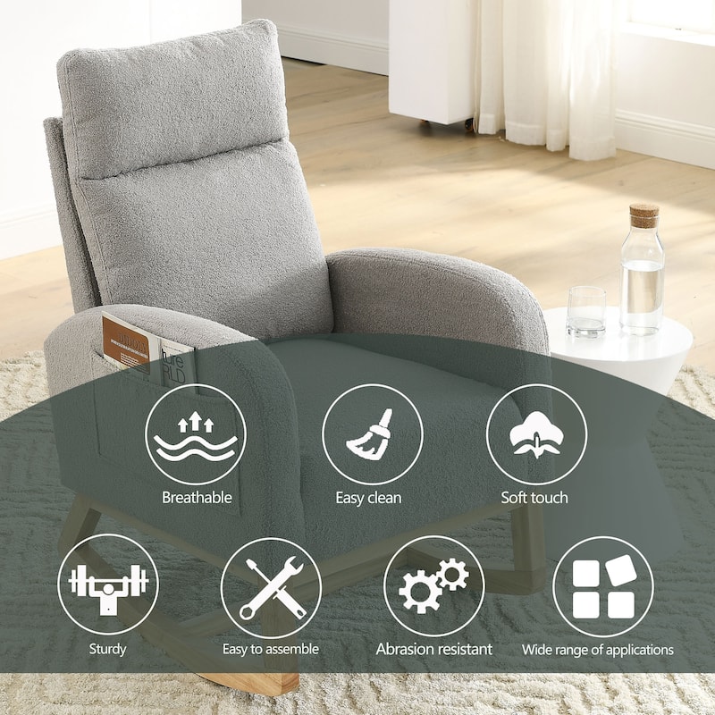 Chichoice Nursery Rocking Chair with Side Pockets, Glider Arm Chair for for Living Room Bedroom