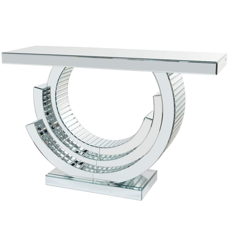 Glass Mirrored Console Table - Silver - Roche River Decor - 15"W x 47"L x 32"H