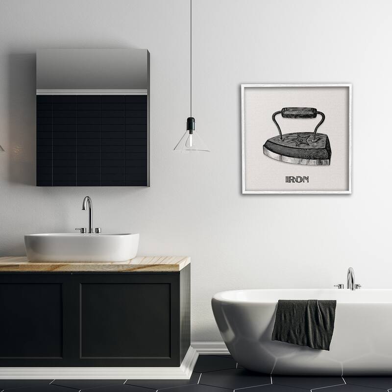 Stupell Antique Laundry Iron Framed Giclee Art Design By Val Rhodes