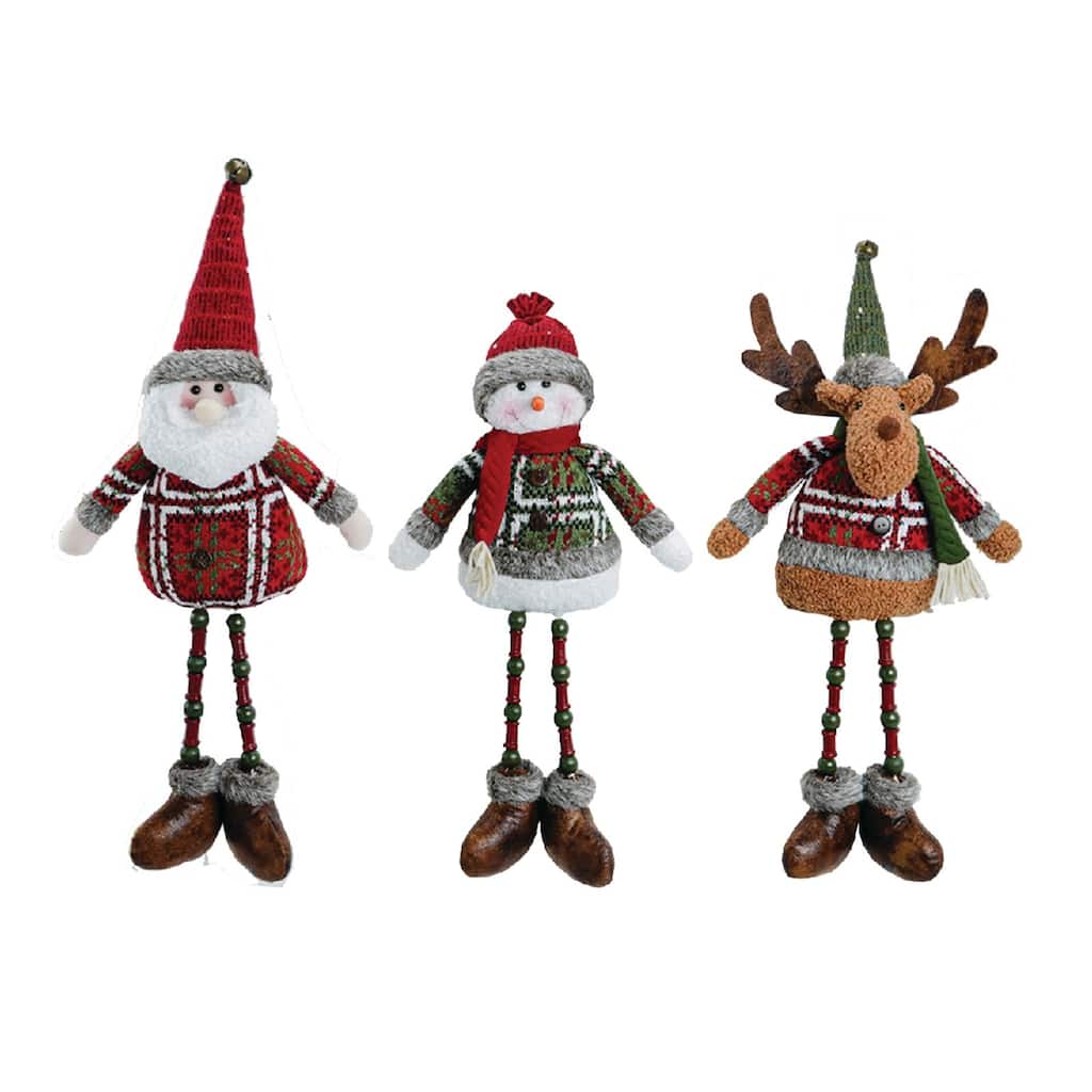 3 Jolly Santa, Frosty Snowman Reindeer Christmas Plush Figures 21"