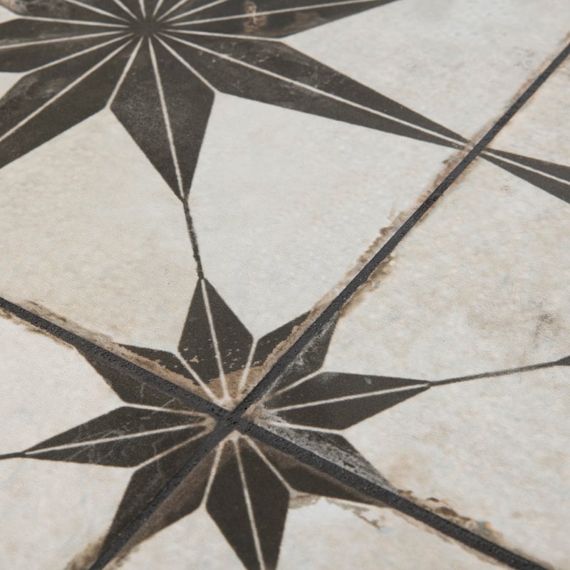 Merola Tile Kings Star Nero 17-5/8" x 17-5/8" Ceramic Floor and Wall Tile