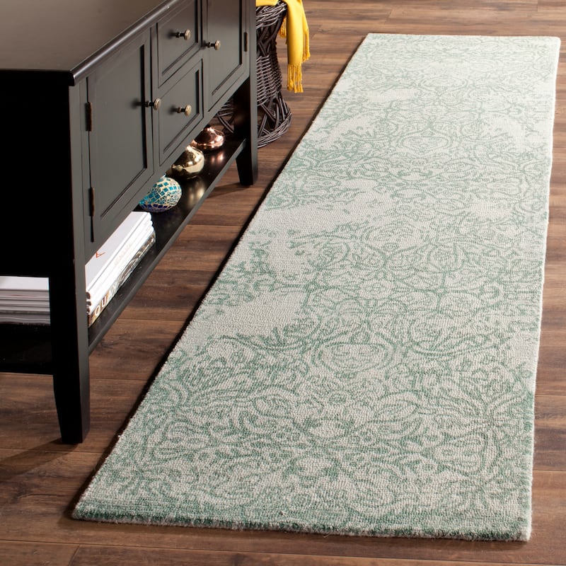 SAFAVIEH Handmade Restoration Vintage Distressed Boho Olegaria Oriental Wool - 2' 3" x 8' - Grey/Turquoise - Runner