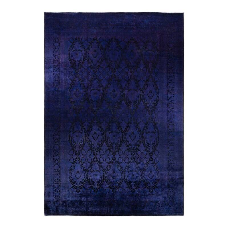 Overton Handknotted Wool Vintage Inspired Contemporary Overdyed Purple Area Rug - 17' 7" x 11' 10"