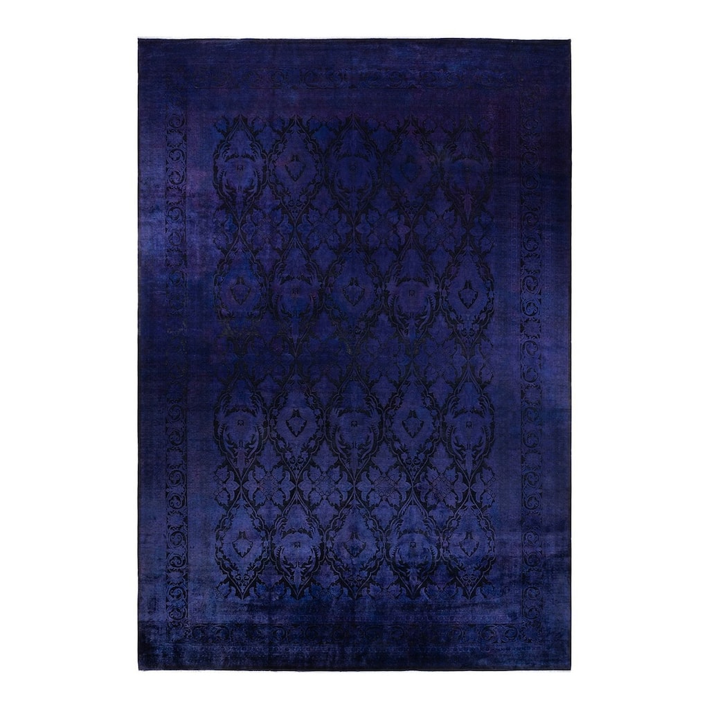 Overton Handknotted Wool Vintage Inspired Contemporary Overdyed Purple Area Rug - 17' 7" x 11' 10"