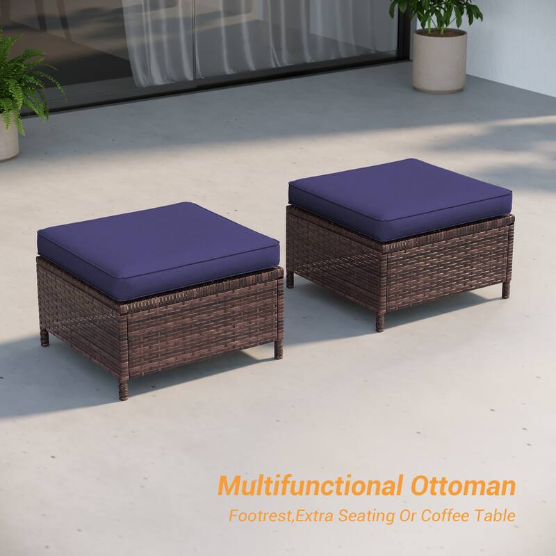 LIVOOSUN Patio 6Pcs Furniture Conversation Gray Rattan Swivel Rocking Sofa Set