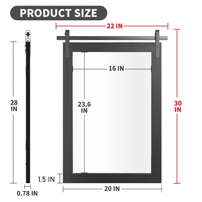 Rural Style Wall Mirrors Farmhouse Bathroom Mirrors Barn Mirror Vanity Mirror with Wood Framed(1 Piece)