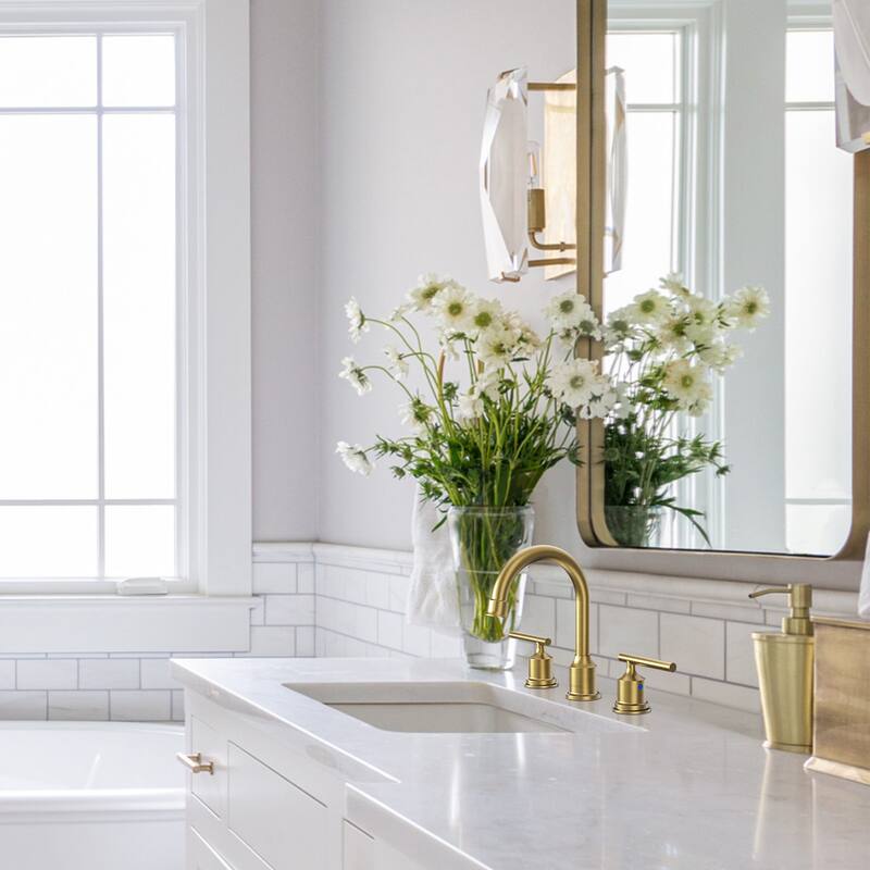 WOWOW 8 in. Widespread Double-Handle Bathroom Faucet with Drain Kit