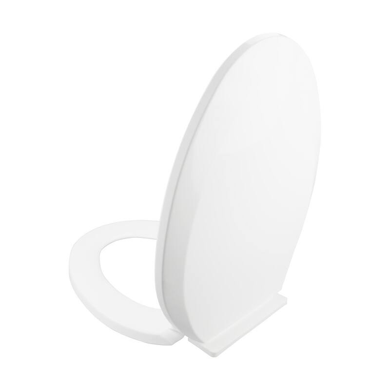 White Plastic Elongated Toilet Seat Slow Close with Adjustable Mounting Hardware