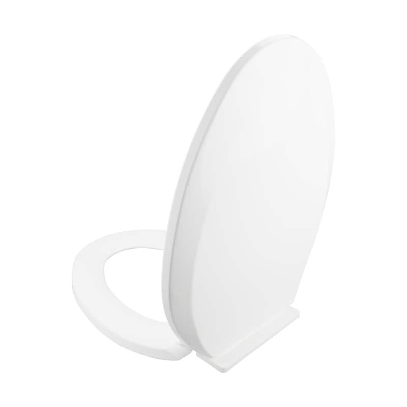 White Toilet Seat Elongated Slow Close Toilet Seat with Non Slip Seat Bumpers and Adjustable Hinge (Set of 3) Renovators Supply