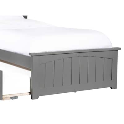 Antique Platform Bed Twin Trundle - Hardwood Bed Frame with Footboard - Elegant Bedroom Furniture