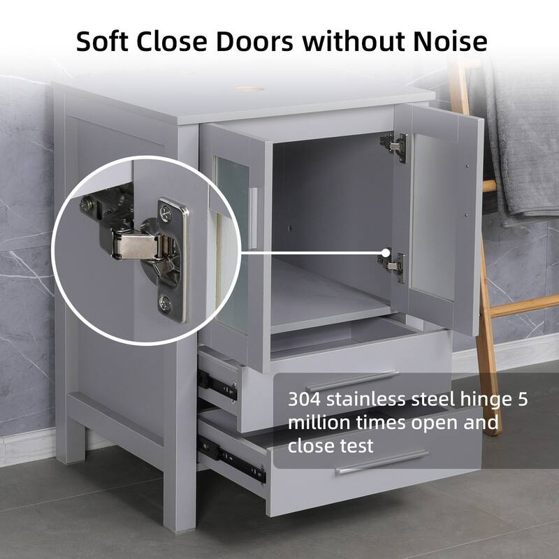 72" Bathroom Vanity Set Glass Ceramic Vessel Sink Side Cabinet Combo