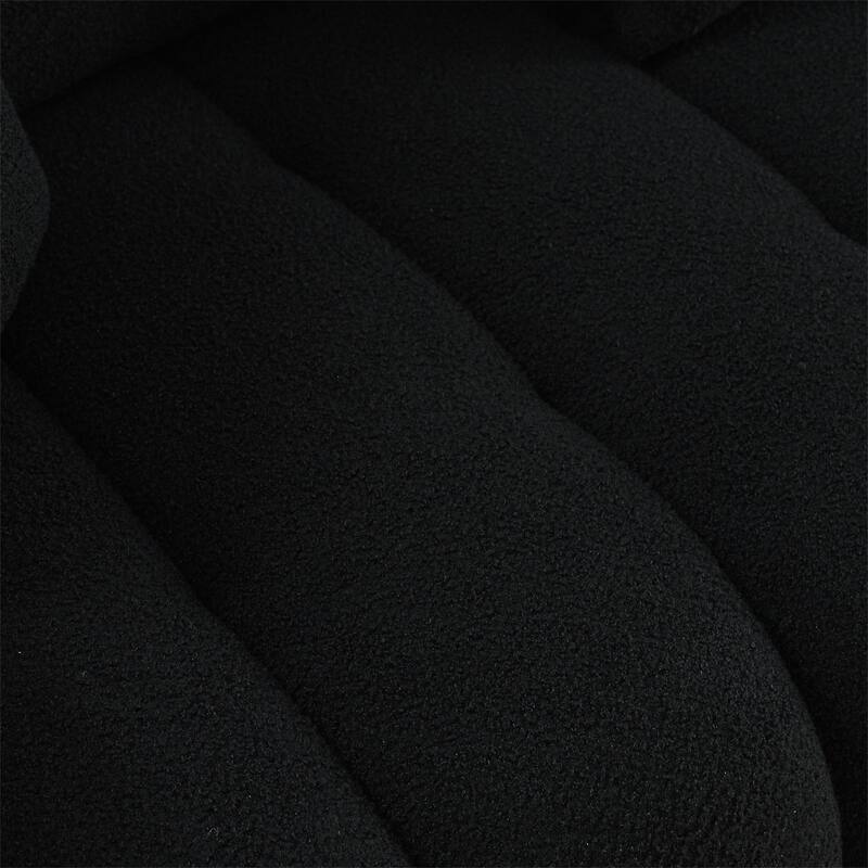 Upholstered Teddy Fabric Sofa with 3 Pillows and Solid Wood Frame