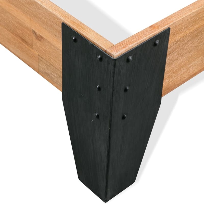 vidaXL Bed Frame Solid Acacia Wood Steel 59.8"x79.9"