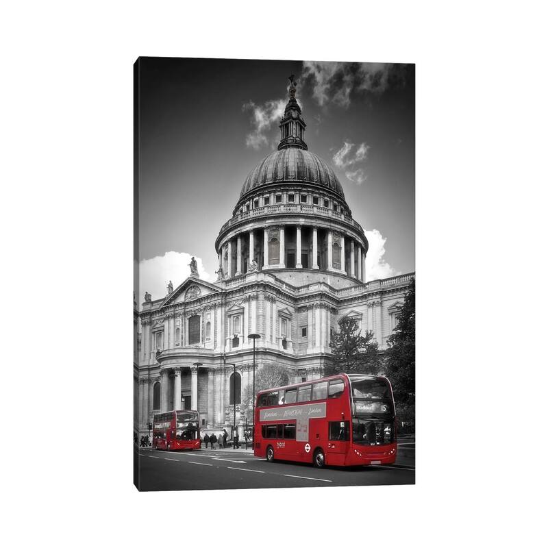 iCanvas "London St. Paul's Cathedral & Red Bus" by Melanie Viola Canvas Print