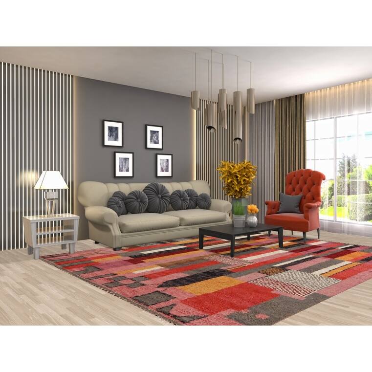 All-Over Plush Moroccan Oriental Area Rug Hand-Knotted Wool Carpet - 8'1" x 10'1"
