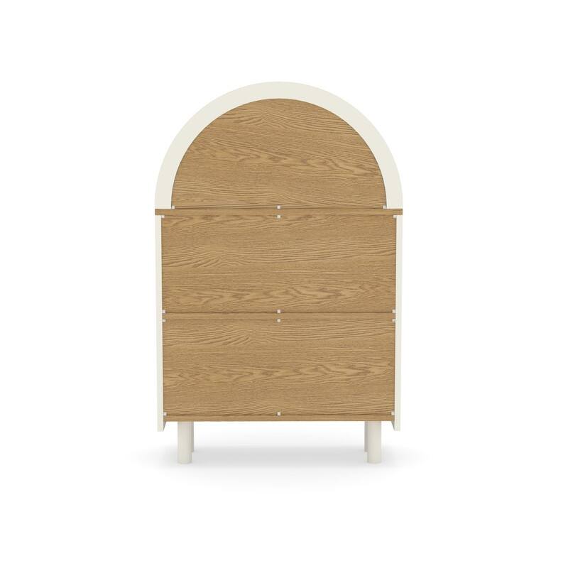 Freestanding Modern Arched Small Bookcase, Storage Cabinet with 3-Tier Storage Shelf