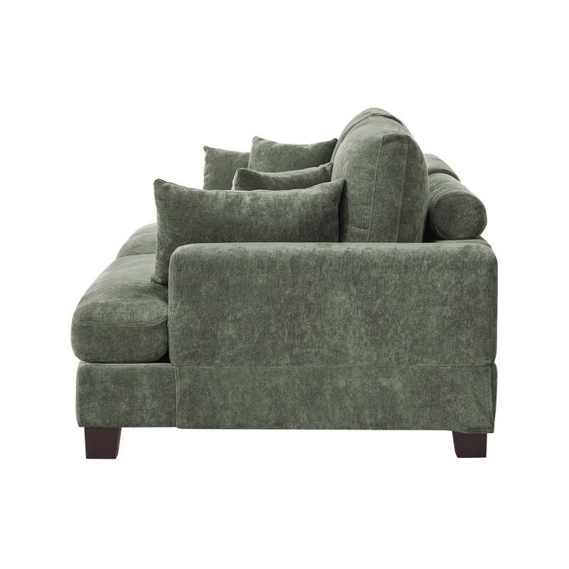 88"W 3-Seater Sofa Chenille Upholstered Couch Modern Loveseat Sofa Wooden Frame Sofa for Living Room