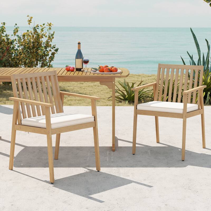 Gymax 2 PCS Patio Dining Chairs w/ Removable Padded Cushion Armrests &