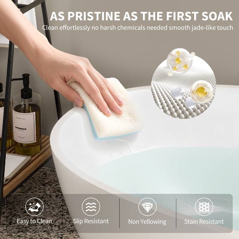 59" Glossy White Solid Surface Bathtub